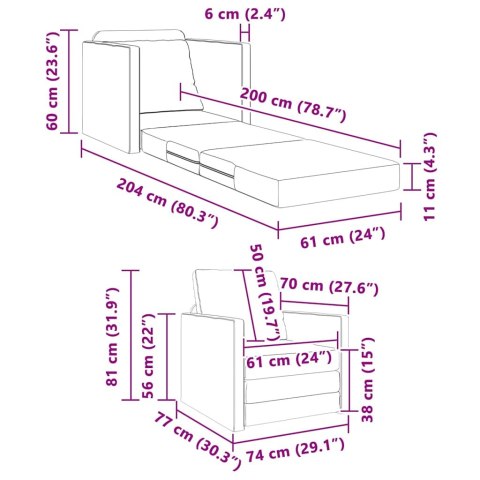 VidaXL Sofa Bed Czerwone wino 74 x 77 x 81 cm Aksamit