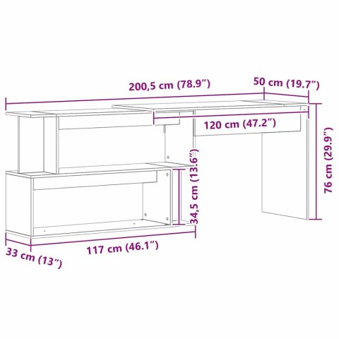BIURKO CZARNY DĄB 200X50X76CM
