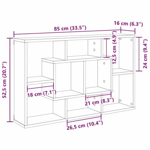 PÓŁKA ŚCIENNA Z PÓŁKĄ CZARNY DĄB 85X16X52,5CM