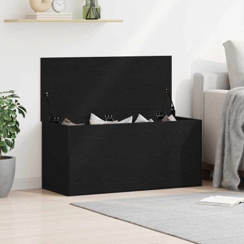 SKRZYNIA 100X42X46 CM CZARNY DĄB KUFER BOX SZAFA SIEDZISKO PRZECHOWYWANIE LOFT