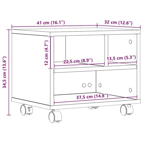 VidaXL Stojak na drukarkę Stare drewno 41 x 32 x 33.5 cm