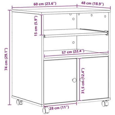 STOJAK SZAFKA REGAŁ NA DRUKARKĘ STARE DREWNO 60X48X74CM