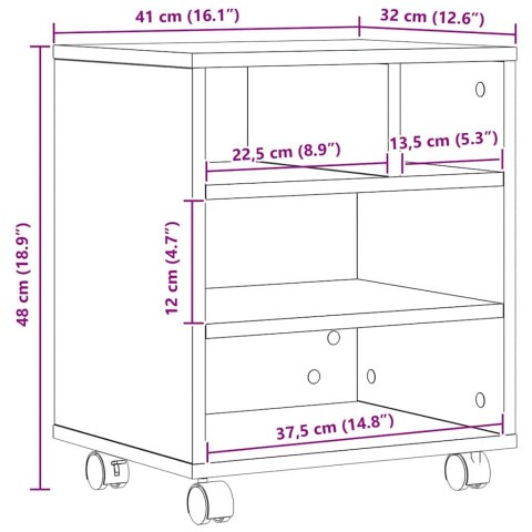 VidaXL Stojak na drukarkę z przechowywaniem Czarny Dąb 41 x 32 x 48 cm