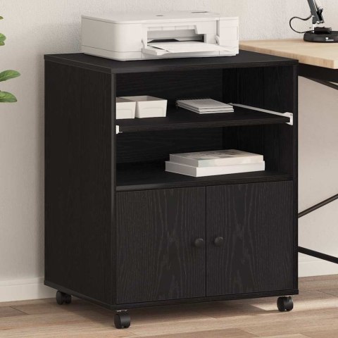 STOJAK SZAFKA REGAŁ NA DRUKARKĘ Z PRZECHOWYWANIEM CZARNY DĄB 60X48X74CM