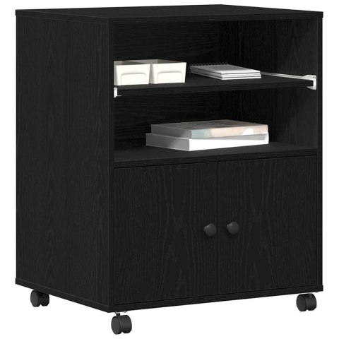 STOJAK SZAFKA REGAŁ NA DRUKARKĘ Z PRZECHOWYWANIEM CZARNY DĄB 60X48X74CM