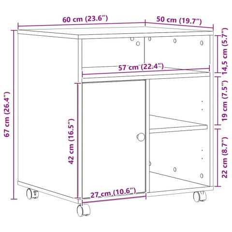 VidaXL Stojak na drukarkę z przechowywaniem Czarny dąb 60 x 50 x 67 cm