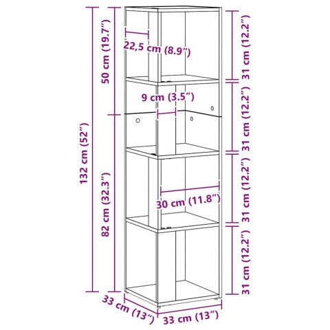 PÓŁKI NAROŻNE CZARNY DĄB 33X33X132CM