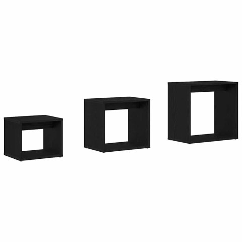 VidaXL Stolik Nesting 3 pcs Czarny Dąb Materiał drewnopochodny