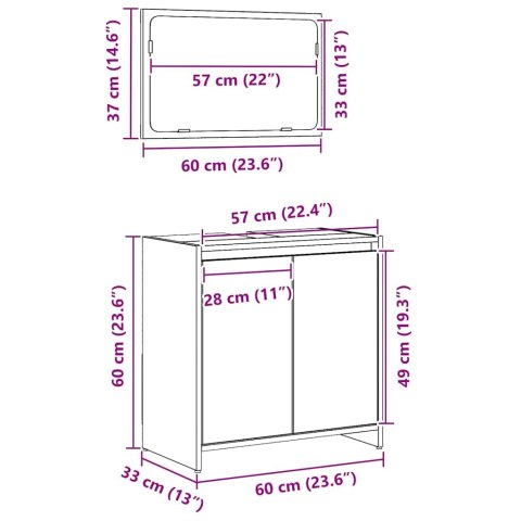 SZAFKA ŁAZIENKOWA Z PRZECHOWYWANIEM CZARNY DĄB 60X 33X 61CM