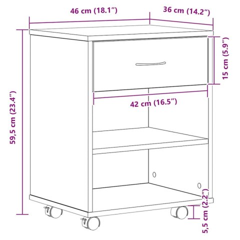 SZAFKA DO PRZECHOWYWANIA Z KOŁEM CZARNY DĄB 46X36X59CM