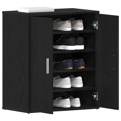 VidaXL Szafka na buty z półką z drzwiami Czarny Dąb 60 x 35 x 70 cm