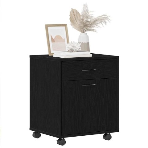 SZAFKA NA KÓŁKACH Z KOŁEM CZARNY DĄB 45X38X54CM