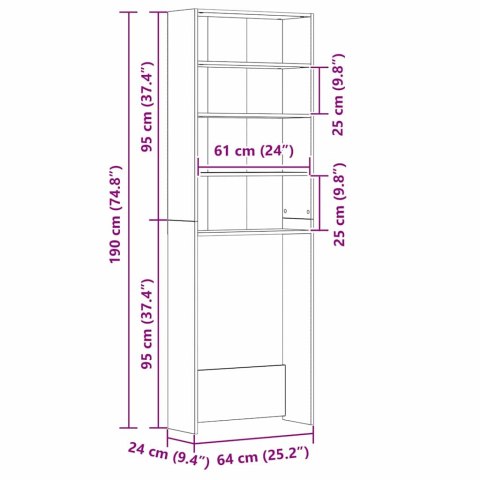 SZAFKA NA PRALKĘ CZARNY DĄB 64X24X190CM