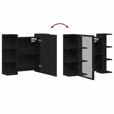 SZAFKA Z LUSTREM Z PÓŁKĄ Z LUSTREM CZARNY DĄB 80X20,5X64CM