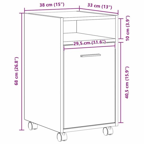 WÓZKOWA SZAFKA BOCZNA Z KOŁEM CZARNY DĄB 33X38X60CM