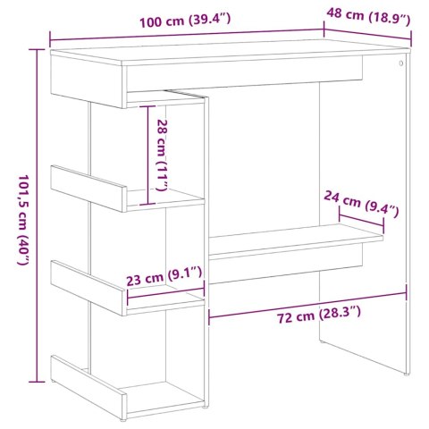 STÓŁ BAROWY Z PÓŁKĄ CZARNY DĄB 100X48X101,5CM