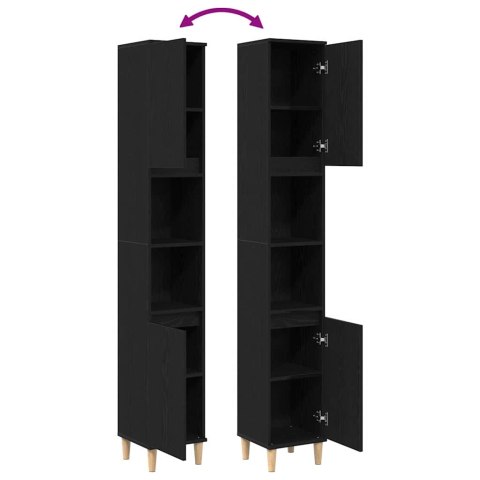 SZAFKA ŁAZIENKOWA Z PÓŁKĄ CZARNY DĄB 30X 30X 190CM