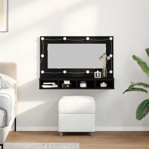 SZAFKA Z LUSTREM Z OŚWIETLENIEM LED CZARNY DĄB 90X31,5X62CM