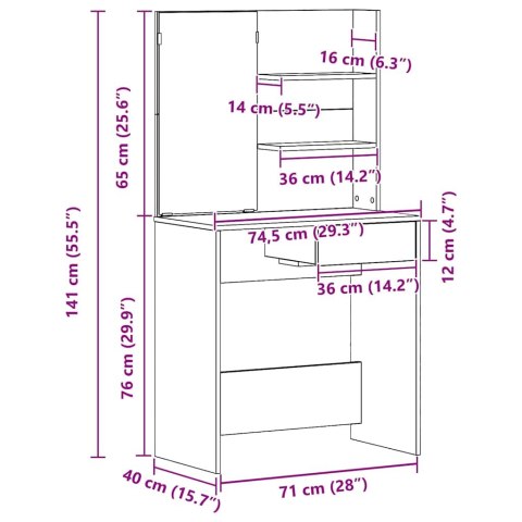 TOALETKA CZARNY DĄB 74.5X40X141CM