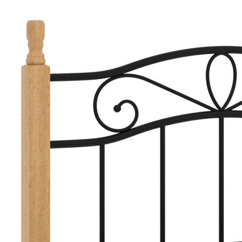 RAMA ŁÓŻKA CZARNY METAL I LITE DREWNO DĘBOWE 100X200CM