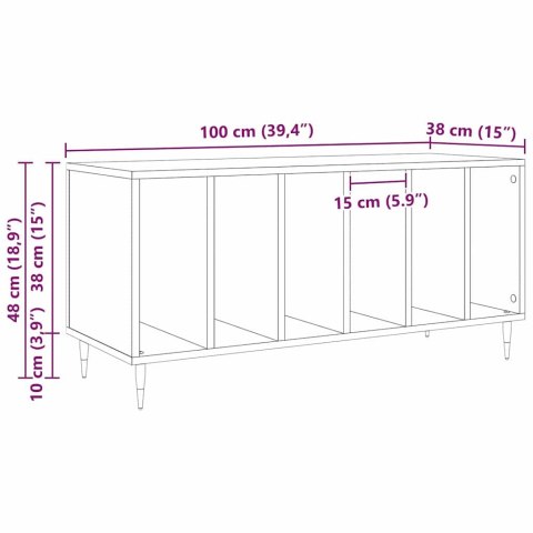 VidaXL Szafka na płyty winylowe z półką Czarny Dąb 100 x 38 x 48 cm