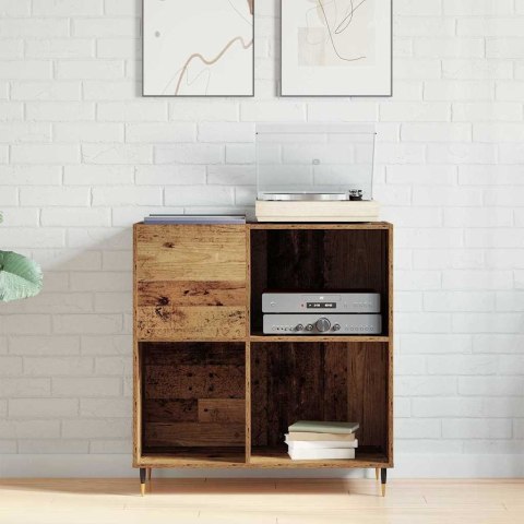 SZAFKA NA PŁYTY WINYLOWE Z PÓŁKĄ STARE DREWNO 85X38X89CM