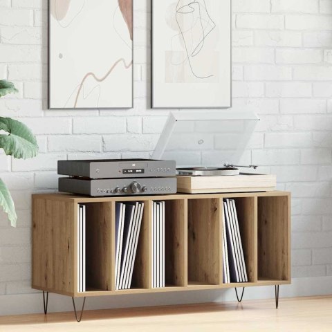 SZAFKA NA PŁYTY WINYLOWE Z PÓŁKĄ DĄB ARTISAN 100X38X48CM