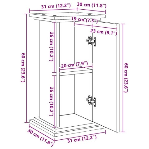 VidaXL Stojak na wyświetlanie z drzwiami Czarny Dąb 31 x 30 x 60 cm