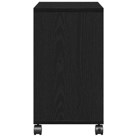 VidaXL Stolik boczny z półką z kołem Czarny dąb 50 x 30 x 55 cm