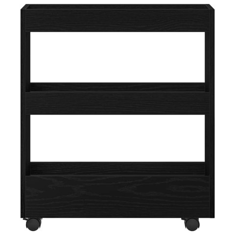 VidaXL Wąski Wózek do Przechowywania Czarny Dąb 60 x 18 x 70 cm