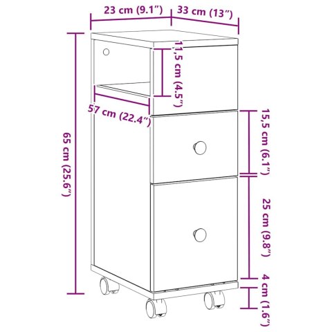 ZESTAW MEBLI ŁAZIENKOWYCH Z KOŁEM CZARNY DĄB 33X 23X 65CM