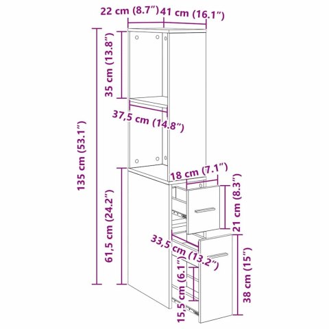 ZESTAW MEBLI ŁAZIENKOWYCH CZARNY DĄB 22X 41X 135CM