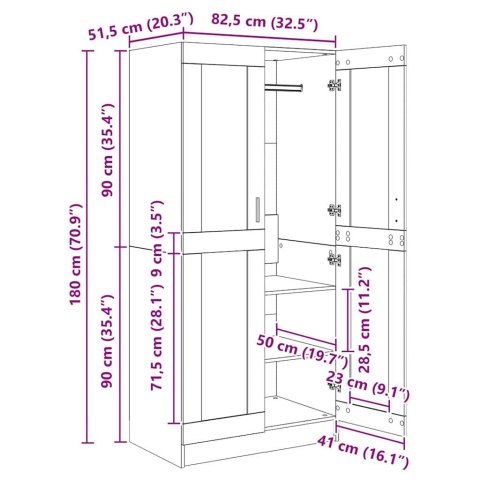 VidaXL Garderoba z półką Dąb rzemieślniczy 82,5 x 51,5 x 180 cm