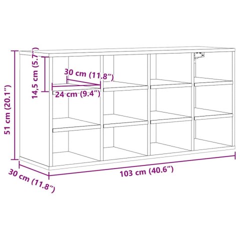 VidaXL Szafka na buty z półką Czarny Dąb 103 x 30 x 51 cm