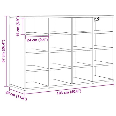 VidaXL Szafka na buty z półką Czarny Dąb 103 x 30 x 67 cm
