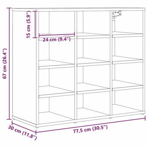VidaXL Szafka na buty z półką Czarny Dąb 77,5 x 30 x 67 cm