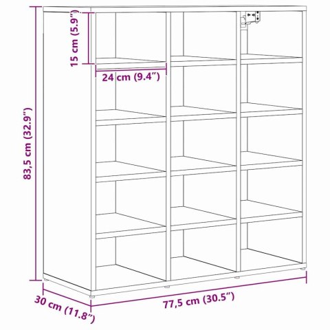 VidaXL Szafka na buty z półką Stare drewno 77,5 x 30 x 83,5 cm
