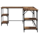 BIURKO NAROŻNE L LOFT PÓŁKI 140X140CM STARE DREWNO INDUSTRIALNE KOMPUTEROWE