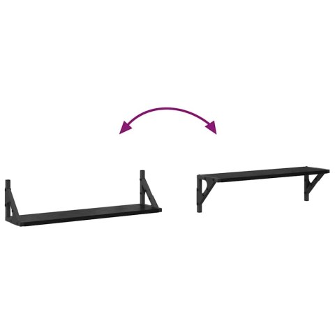 VidaXL Półki ścienne z półką 2 pcs Czarny Dąb 60 x 15 x 15,5 cm