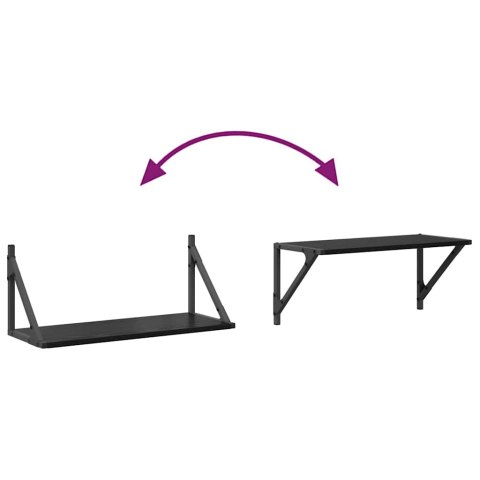 VidaXL Półki ścienne z półką 2 pcs Czarny Dąb 60 x 25 x 25,5 cm