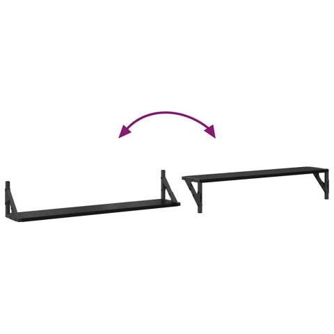 VidaXL Półki ścienne z półką 2 pcs Czarny Dąb 80 x 15 x 15,5 cm