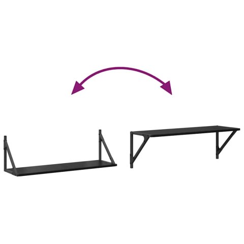 VidaXL Półki ścienne z półką 2 pcs Czarny Dąb 80 x 25 x 25,5 cm