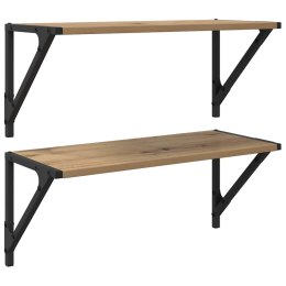 VidaXL Półki ścienne z półką 2 pcs Dąb rzemieślniczy 60 x 25 x 25,5 cm