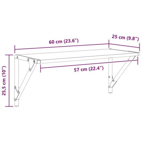 VidaXL Półki ścienne z półką 2 pcs Dąb rzemieślniczy 60 x 25 x 25,5 cm