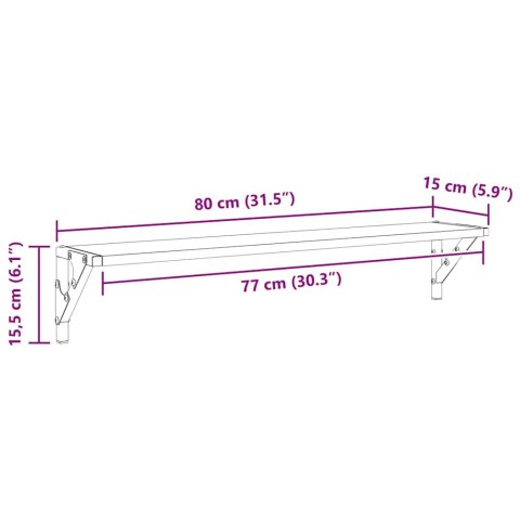 VidaXL Półki ścienne z półką 2 pcs Dąb rzemieślniczy 80 x 15 x 15,5 cm