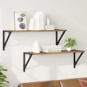 VidaXL Półki ścienne z półką 2 pcs Dąb rzemieślniczy 80 x 25 x 25,5 cm
