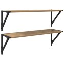VidaXL Półki ścienne z półką 2 pcs Dąb rzemieślniczy 80 x 25 x 25,5 cm