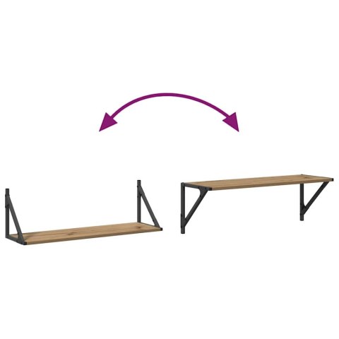 VidaXL Półki ścienne z półką 2 pcs Dąb rzemieślniczy 80 x 25 x 25,5 cm