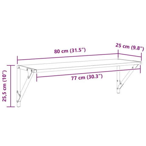 VidaXL Półki ścienne z półką 2 pcs Dąb rzemieślniczy 80 x 25 x 25,5 cm