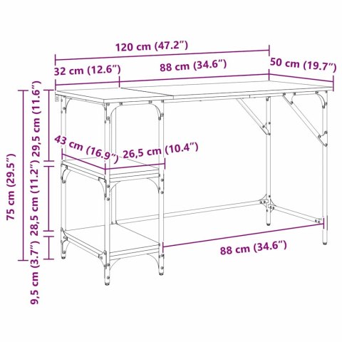 BIURKO CZARNY DĄB 120X50X75CM